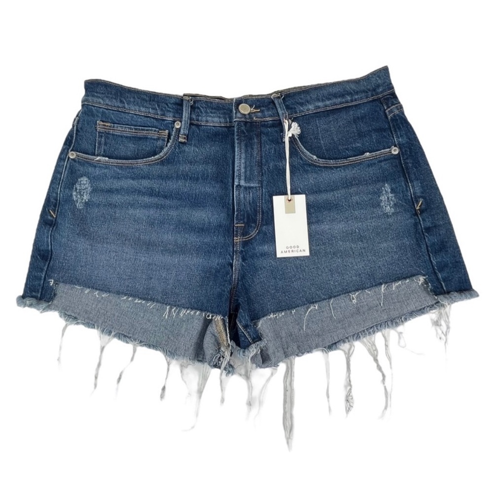 Good American Women's Size 10/30 Good 90's Blue Demin Cut Off Shorts NWT
